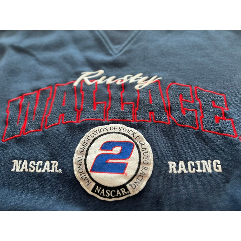 Rusty Wallace NASCAR Racing Sweatshirt Adult XXL Blue Red Chase Authentics - Picture 2 of 8